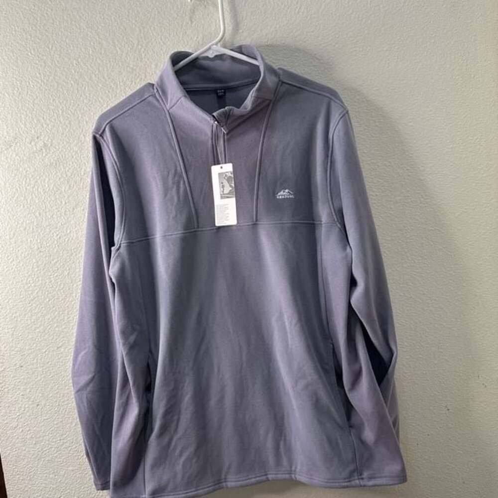 Gradual Men's Blue Gray Half-Zip Pullover Fleece Sweatshirt Size M New